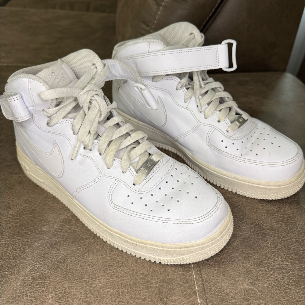 Nike Air Force 1 High Top Triple White Leather Sneakers Men’s Size 10